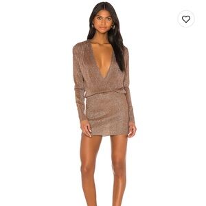 Aura Mini Dress in Mocha Metallic